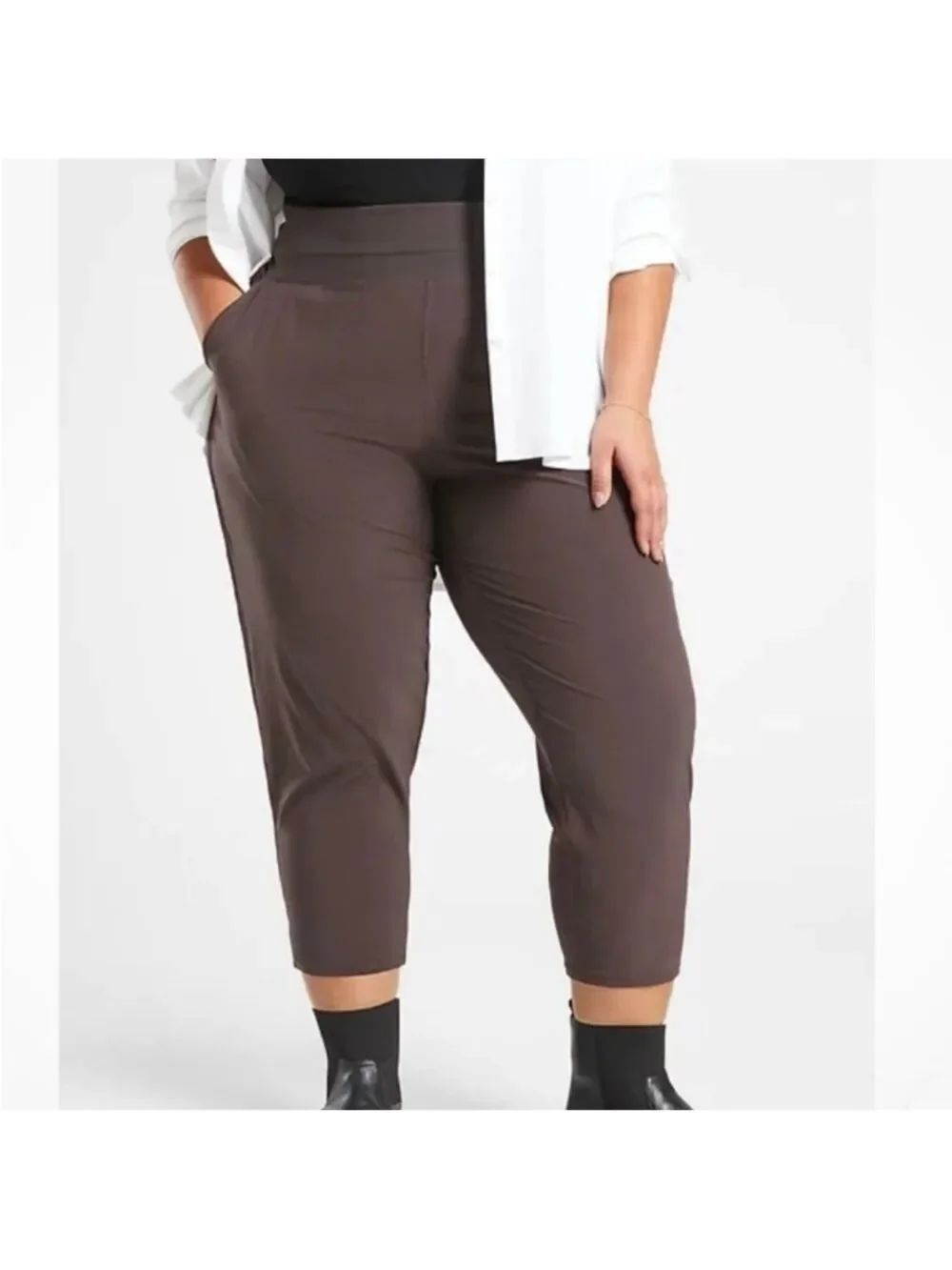 Athleta Noltia Slim Tapered Leg Espresso Brown Pants Plus Size 22